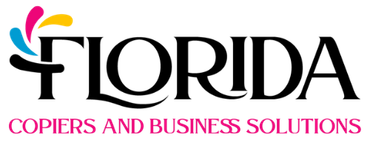Florida Copiers and Business Solutions logo with colorful swirl and text.