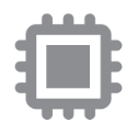 Gray computer chip icon.