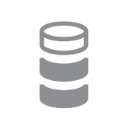 Database icon, grey cylindrical shape with three horizontal bands.