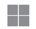 Four gray squares arranged in a 2x2 grid.