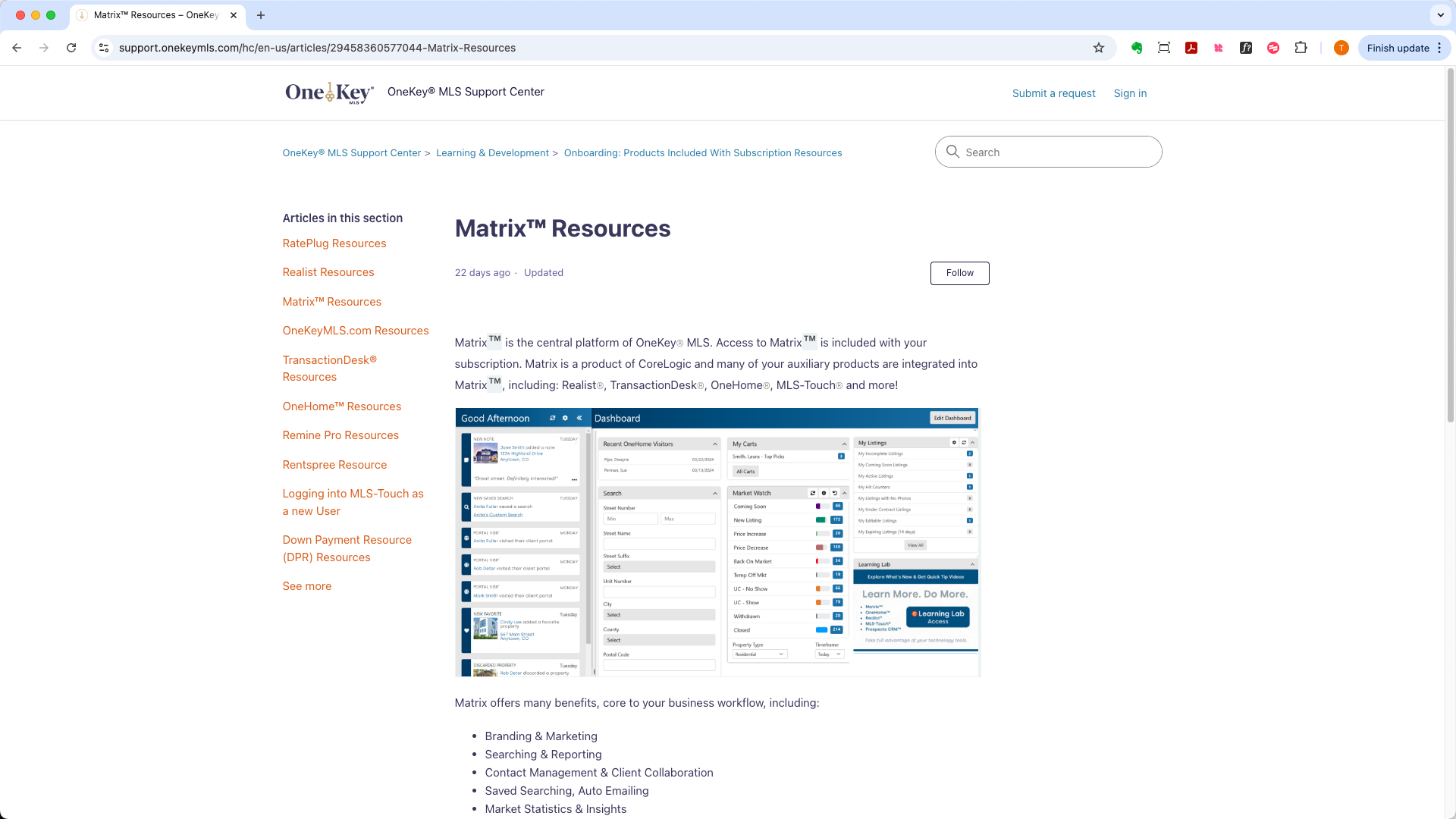 OneKey® MLS Learning & Development Resources Overview