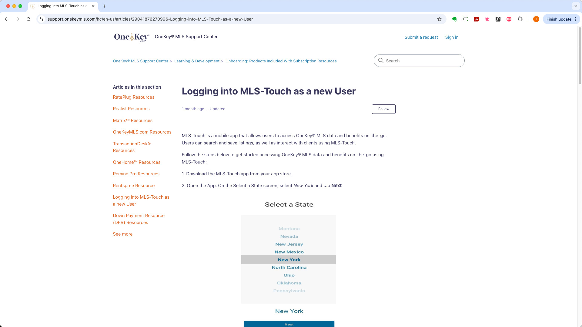 OneKey® MLS Learning & Development Product How-to Article