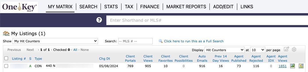 Matrix™ Listing Hit Counter