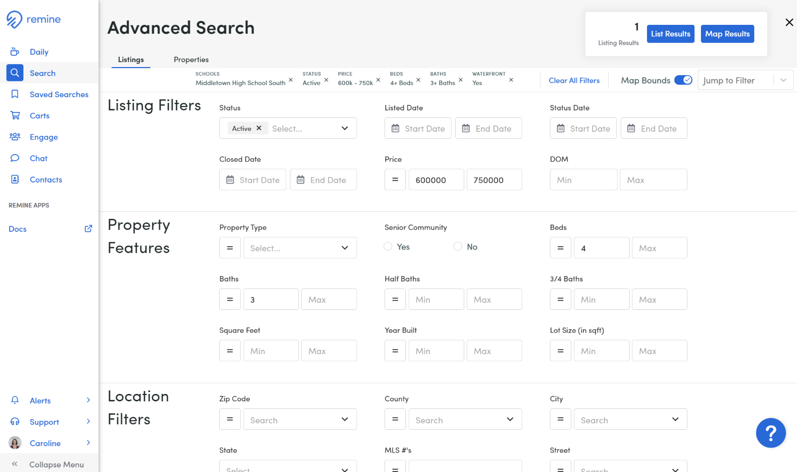 Remine Pro Advanced Filters