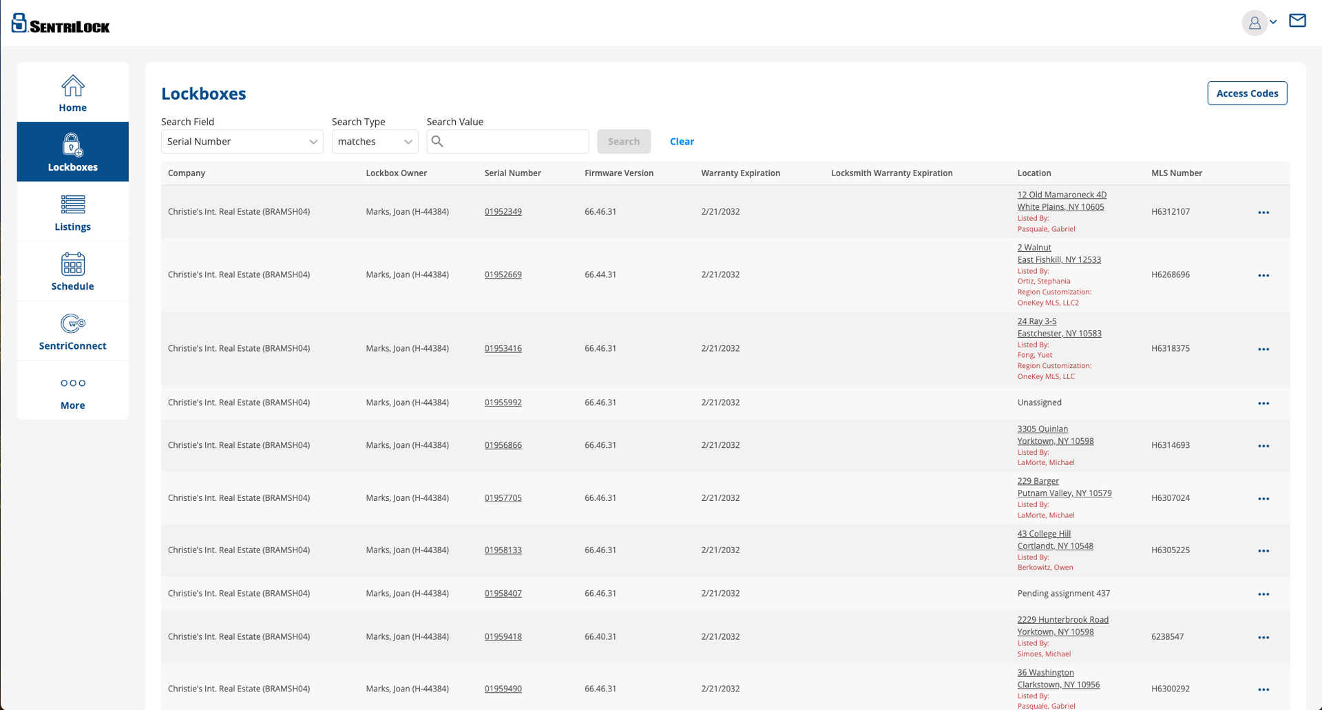 SentriLock® Lockbox Inventory