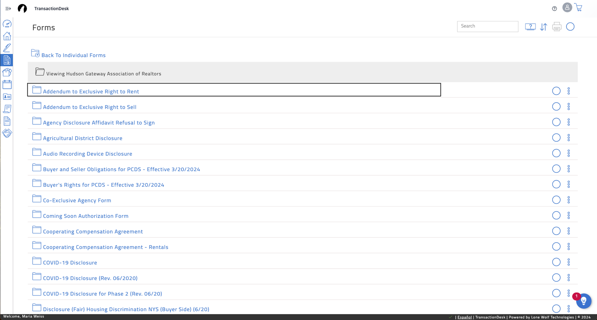 Transaction Desk Forms