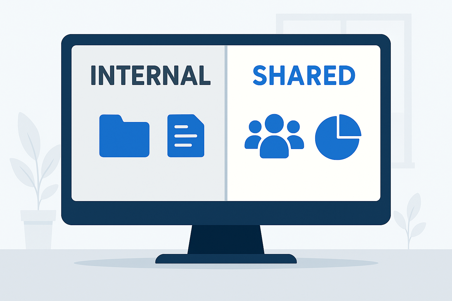 Computador com ambientes separados: interno e compartilhado