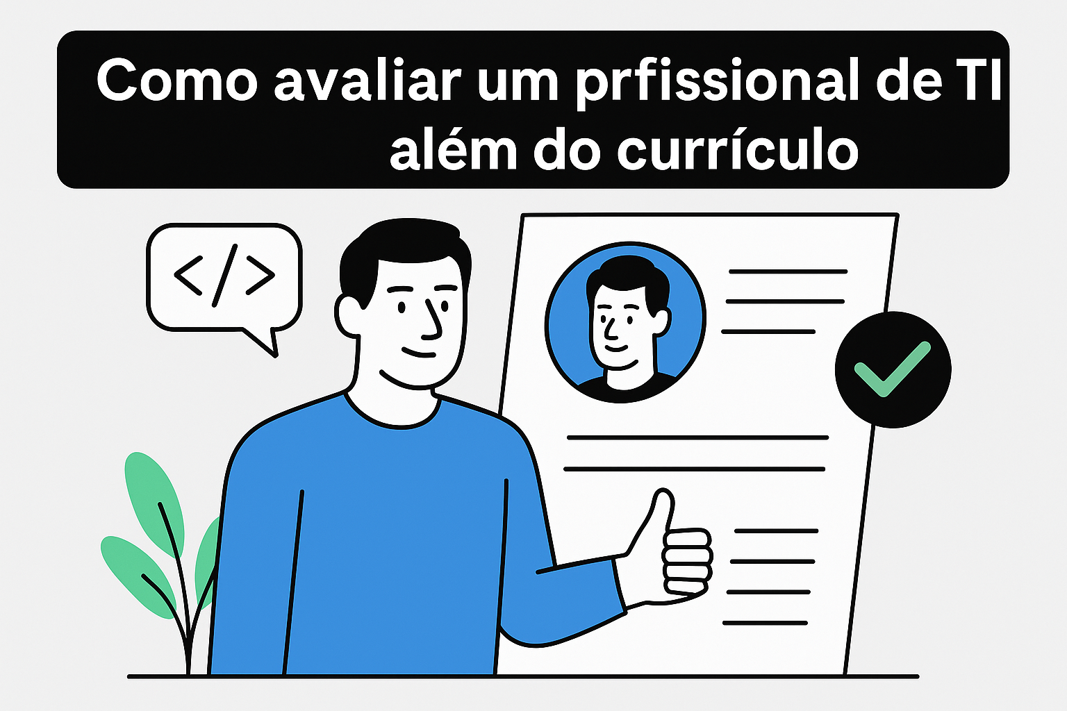 Profissional de TI na frente do currículo