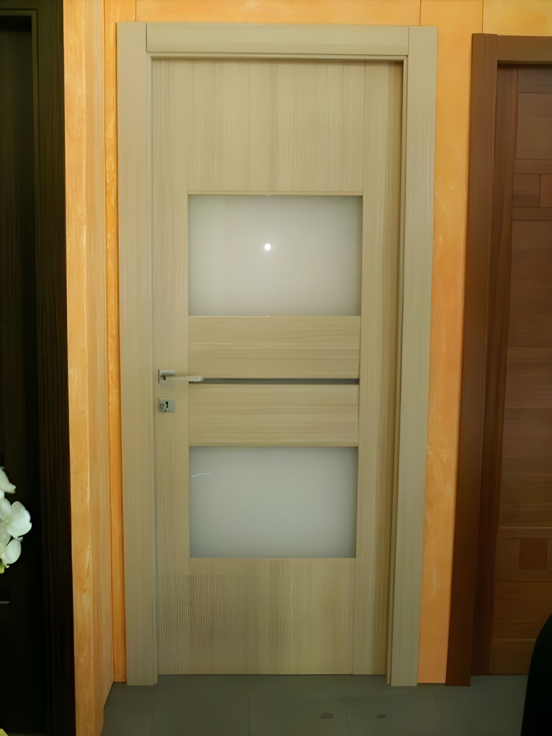 porta in legno e vetro