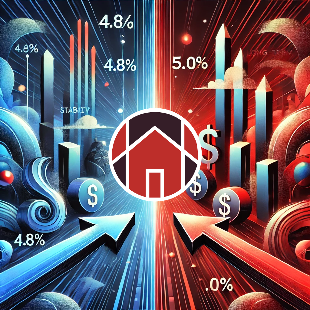 Blue and red AI graphic illustration with the BRG logo in the middle