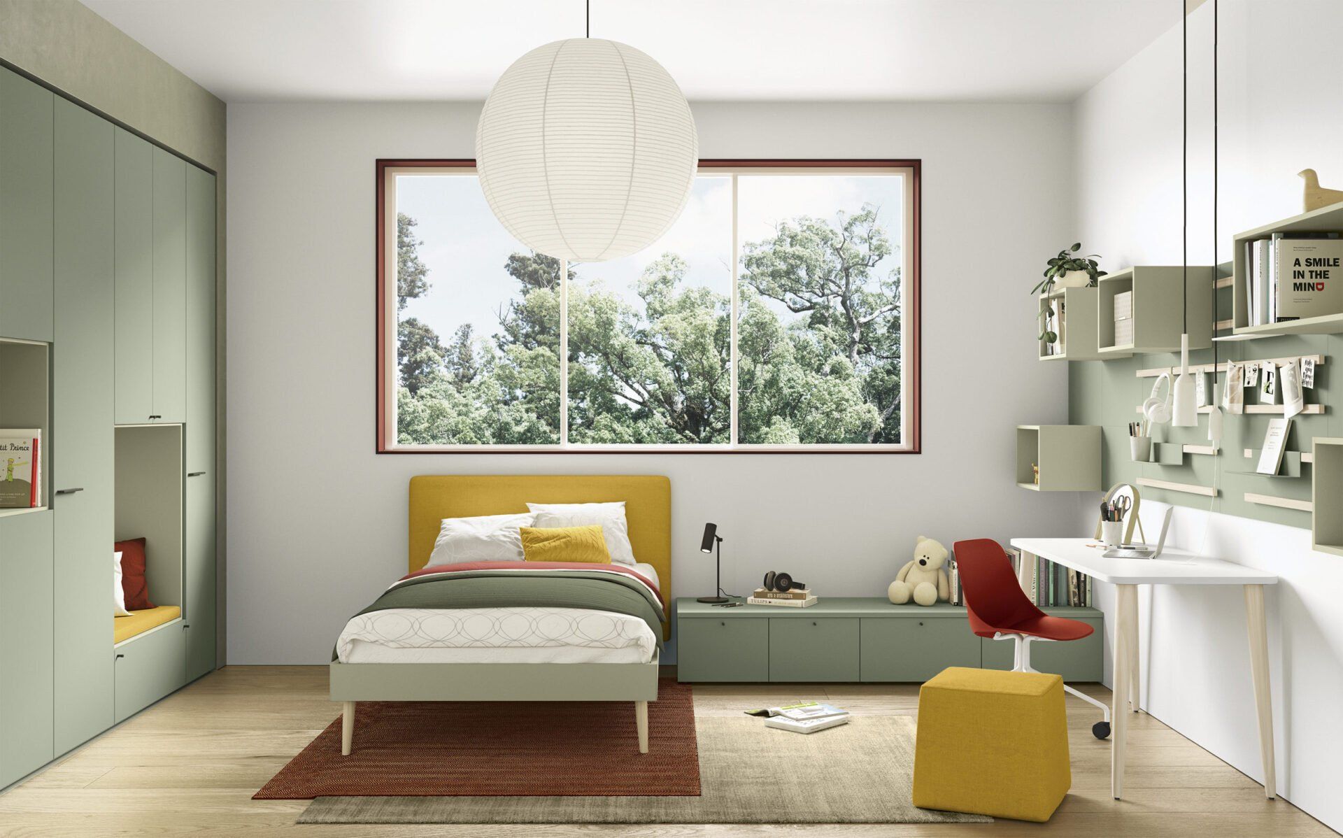 cameretta per ragazzi con scrivania