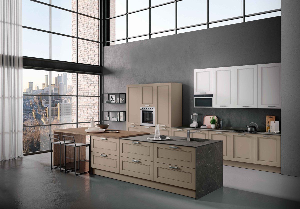 cucina componibile con isola centrale