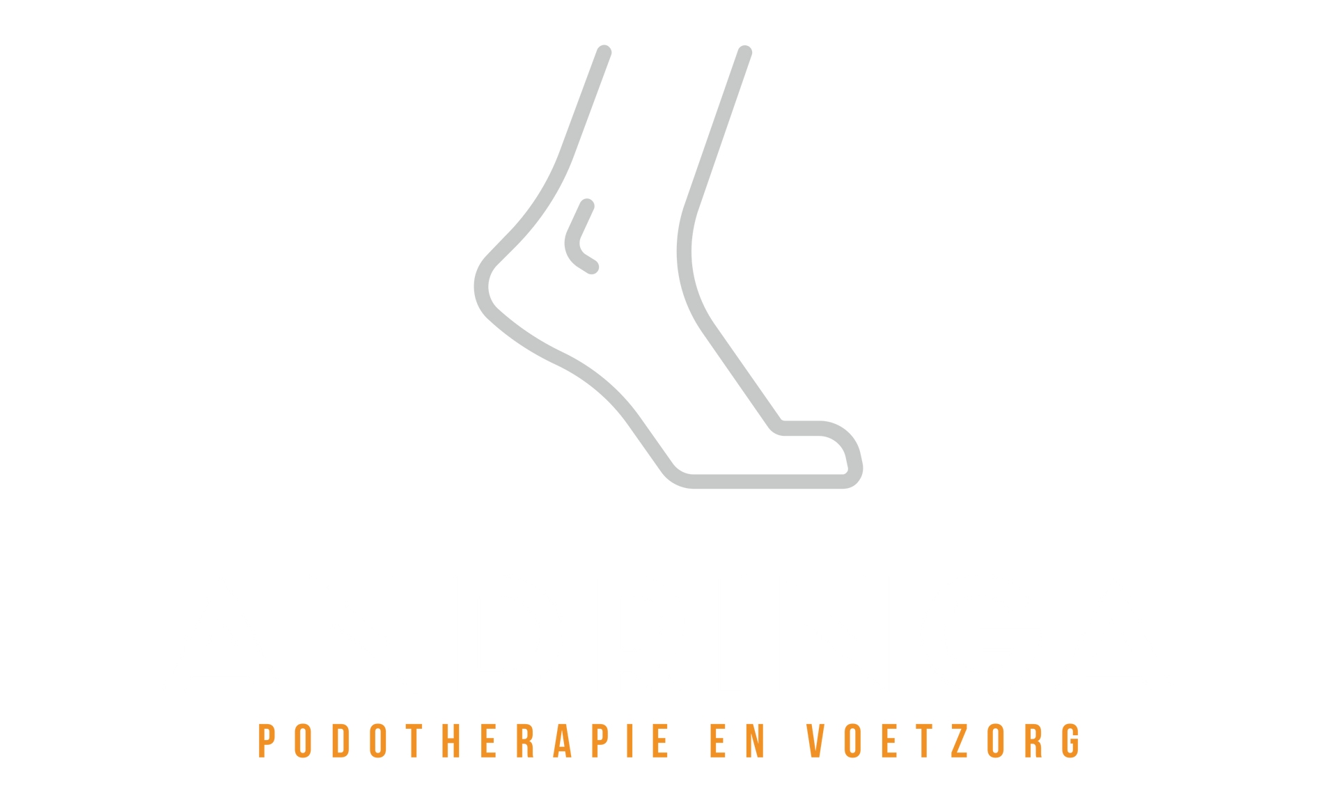 Omtrek van een voet en onderbeen, met tekst