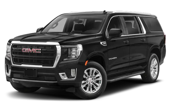 A black gmc yukon is shown on a white background.