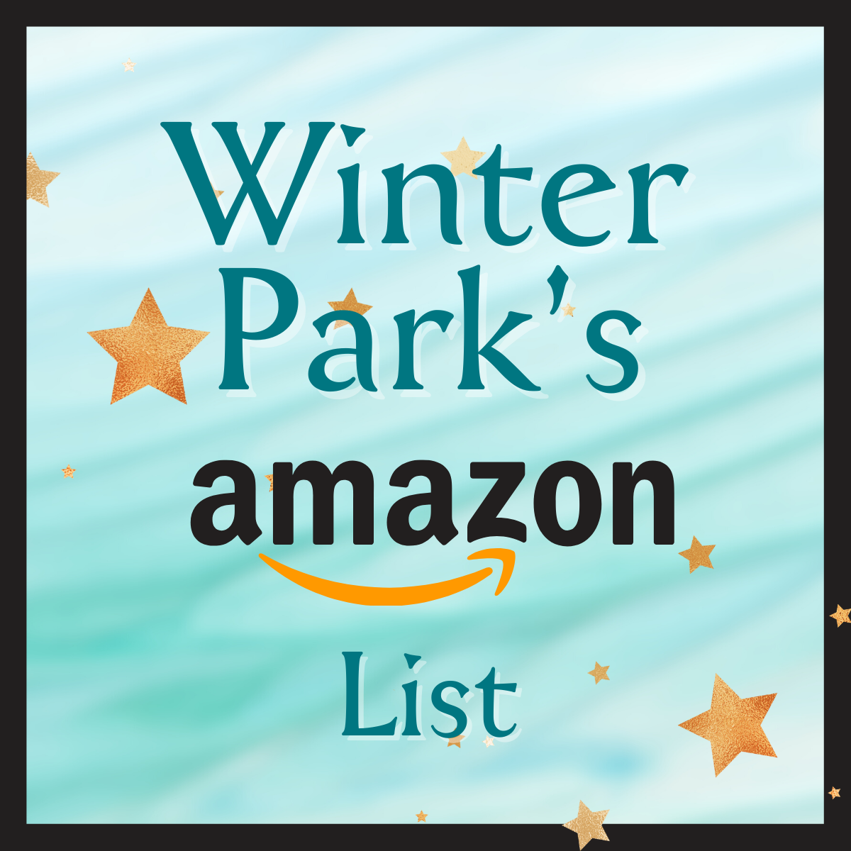 A sign that says winter park 's amazon list on it