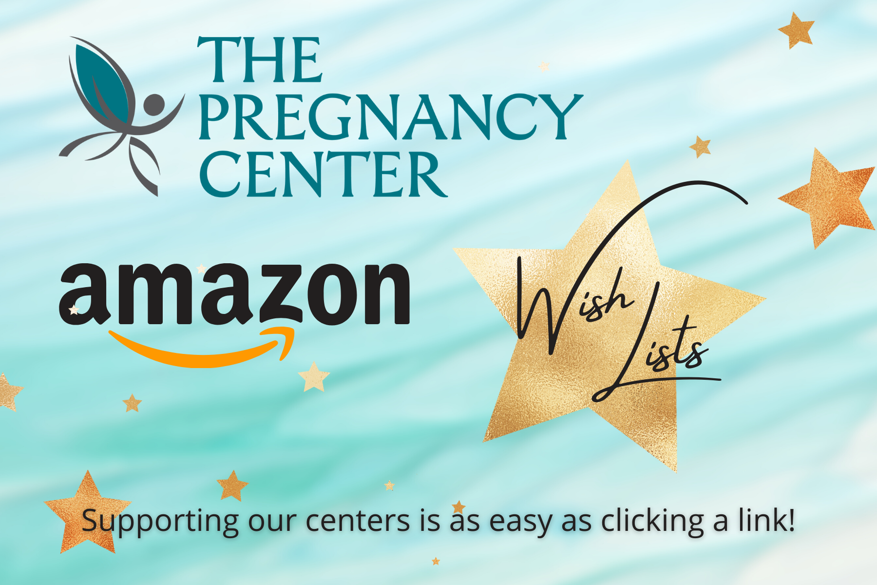 A poster for the pregnancy center and amazon wish lists