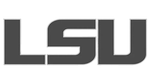 A black and white logo for lsu on a white background.