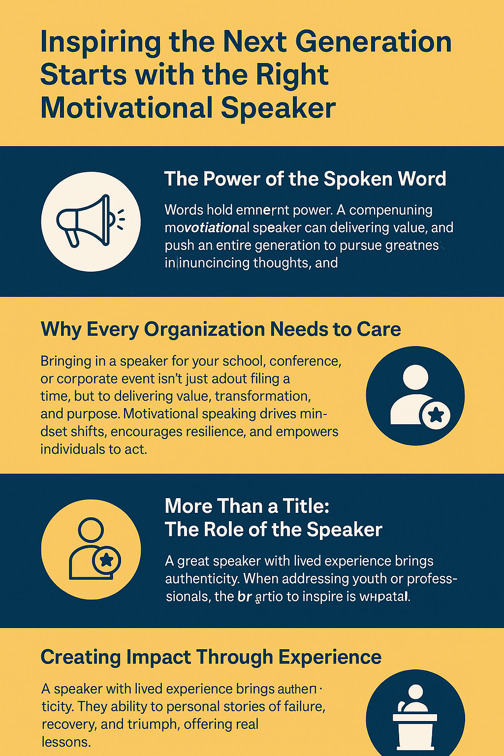 The Power of the Spoken Word – Emphasizes how motivational speakers influence change and inspire action.