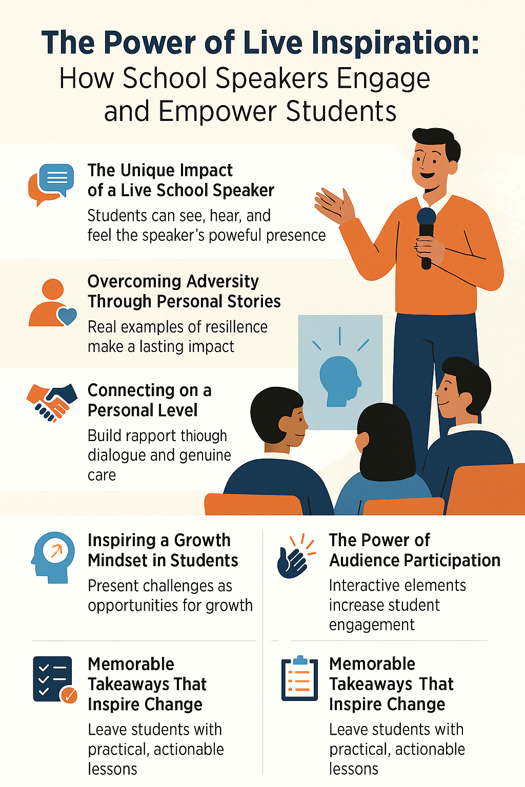 The Unique Impact of a Live School Speaker – Students can see, hear, and feel the speaker’s presence.