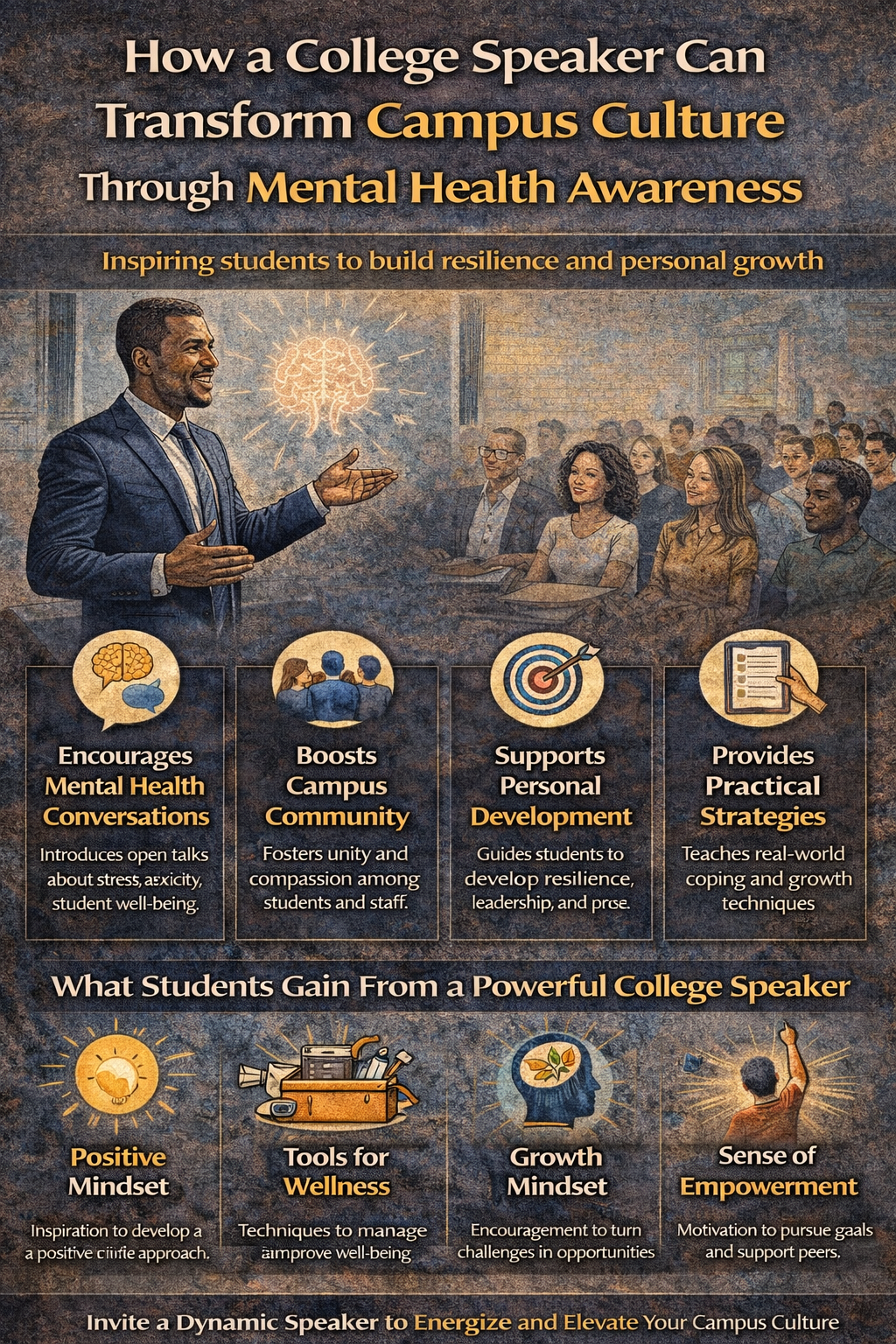 Universities across the country are recognizing that academic success and emotional well-being are closely connected. When college students feel supported, they are more likely to succeed in the classroom, participate in campus activities, and build healthy relationships with peers and mentors. That is why many institutions are inviting a college speaker who focuses on mental health awareness, leadership development, and personal growth.
A powerful college speaker does more than deliver a speech. Through storytelling, real-world strategies, and engaging dialogue, speakers help students develop a stronger mindset, build resilience, and see new possibilities for their future. When universities bring in impactful speakers, they create moments that spark conversation, build community, and inspire lasting change across college culture.
Andrew Rhoden is an award winning educator, entrepreneur, and motivational speaker whose work focuses on helping young people unlock their potential. His presentations combine personal stories, practical guidance, and leadership insight to inspire students and help them navigate the challenges of modern college life.
The Growing Importance of Mental Health Awareness on Campus
Mental health conversations are becoming more prominent across college campuses around the world. University leaders understand that academic pressure, social expectations, and career uncertainty can affect how students approach their education and daily life.
A well-chosen college speaker can help bring these conversations into the open. When speakers address mental health topics through an engaging and thoughtful talk, they create a safe space where students, professors, and administrators can explore solutions together.
Many schools now host events where educational speakers discuss mental health, leadership, and personal development. These programs help build a culture that values emotional well-being alongside academic excellence.
Why Universities Invite Educational Speakers to Address Student Well-Being
Institutions across the country frequently invite educational speakers to speak about resilience, personal growth, and leadership. These events allow students to hear from individuals who have built careers as entrepreneurs, business leaders, or influential founders.
A strong college speaker can connect with an audience in a way that traditional classroom lectures sometimes cannot. Through inspiring examples and real-world insight, speakers help students see how mental strength and self-awareness influence success in both academic and professional environments.
Many university administrators and student affairs directors say these presentations spark meaningful conversation across campus.
The Role of a Motivational Speaker in Transforming Campus Mindset
A talented motivational speaker can reshape how students think about their challenges and opportunities. Rather than focusing only on problems, these speakers encourage a growth mindset that helps individuals see obstacles as opportunities to learn.
This mindset shift is particularly valuable in college, where students often face pressure to perform academically while preparing for their future careers.
Andrew Rhoden’s award winning presentations encourage students to take ownership of their journey. His approach blends storytelling, leadership insight, and practical reflection so attendees leave with new perspectives and renewed motivation.
Lessons From Influential Thought Leaders and Bestselling Authors
Many keynote speakers draw inspiration from influential thinkers and bestselling authors whose ideas have shaped modern education and business leadership.
Works featured in the New York Times and books written by a New York Times bestselling author often highlight themes such as resilience, purpose, and innovation. These insights frequently appear in presentations that address college audiences.
For example, a New York Times bestseller might explore how developing emotional intelligence helps leaders succeed in competitive industries. By referencing these ideas, speakers connect academic theory with real-world experience.
How Guest Speakers Encourage Growth Mindset and Leadership
Inviting guest speakers to campus events introduces students to perspectives beyond the classroom. Many college speakers come from backgrounds in business, entrepreneurship, or public leadership.
Their experiences provide valuable lessons for students preparing to enter a complex professional world.
When a college speaker shares stories about overcoming adversity or building a company from the ground up, the audience gains insight into how determination and creativity contribute to long-term success.
Interactive Workshops That Increase Student Engagement
Beyond traditional speeches, many speakers offer interactive workshops designed to strengthen student engagement.
These sessions allow students to participate in discussions, reflect on their goals, and explore practical solutions to everyday challenges.
During these programs, a college speaker might guide students through exercises focused on leadership, critical thinking, and problem-solving. These activities encourage participants to apply new strategies in real time.
Practical Strategies That Help Students Build Resilience
Mental health awareness programs are most effective when they include practical strategies that students can use immediately.
For example, educational speakers often discuss techniques such as:
Developing a positive mindset during stressful academic periods
Strengthening communication with peers and professors
Building time management skills that reduce anxiety
Focusing on innovation and creative problem solving
When students leave a presentation with actionable ideas, the impact of the event extends far beyond the lecture hall.
Leadership Lessons From Entrepreneurs and Business Leaders
Many college speakers bring valuable experience as entrepreneurs, founders, or CEOs who have navigated the challenges of building organizations.
Their stories provide insight into how leadership, determination, and strong decision-making influence professional success.
For students exploring careers in business, hearing from experienced business leaders can spark interest in entrepreneurship and inspire them to pursue bold ideas.
The Influence of Award Winning Speakers on Campus Culture
An award winning college speaker can transform a routine campus event into a memorable experience. When the audience feels connected to the speaker’s message, the room often responds with energy and enthusiasm.
Some events even end with a standing ovation, a sign that the message resonated deeply with attendees.
These moments help build a stronger sense of community within the university, encouraging students to support one another and pursue meaningful goals.
Universities That Value Inspiring Campus Events
Many institutions prioritize bringing high-quality speakers to campus each year. These programs often include keynote speakers, workshops, and panel discussions featuring experts from diverse fields.
For example, institutions such as Georgetown University regularly invite leaders from academia, business, and the nonprofit sector to share insights with students.
These events demonstrate a university’s commitment to preparing students for the evolving demands of the global world.
The Impact of a Speaker’s Personal Story
One of the most powerful elements of a college speaker’s presentation is the ability to share authentic stories from personal experience.
When speakers discuss challenges they have faced in their own life, students often feel a deeper connection to the message.
Andrew Rhoden’s journey as an entrepreneur, founder, and educator allows him to speak openly about perseverance, leadership, and personal development.
How Campus Events Create Lasting Positive Change
A well-planned campus event can spark conversations that continue long after the presentation ends.
When students, professors, and administrators participate together, the organization of the event becomes a platform for collective growth.
Programs focused on education, leadership, and inclusion encourage students to think critically about how they can contribute to positive change within their community.
Preparing Students for the Future Through Inspiration and Education
A strong campus culture helps students develop the skills they need for the future.
Events featuring college speakers introduce ideas related to innovation, entrepreneurship, and leadership that may not always appear in traditional coursework.
By combining inspiration with practical guidance, speakers help students build confidence as they prepare for their careers.