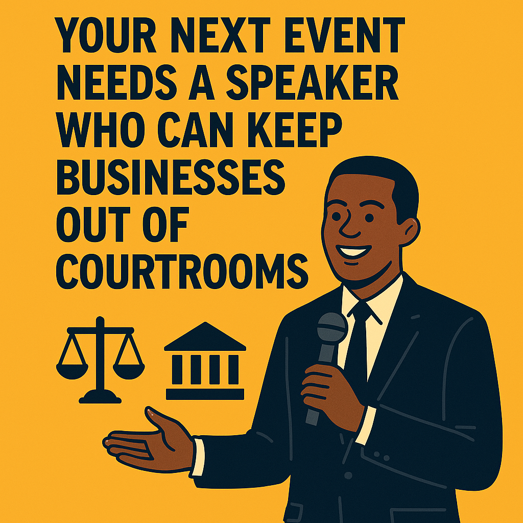 A digital promotional graphic with a bold yellow-orange background features the headline in large black capital letters: