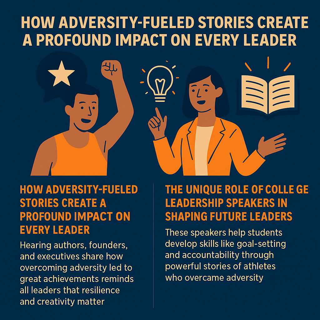 Top Section: Features a bold headline in all caps and an illustration of a triumphant athlete raising a fist next to a star icon, representing resilience.