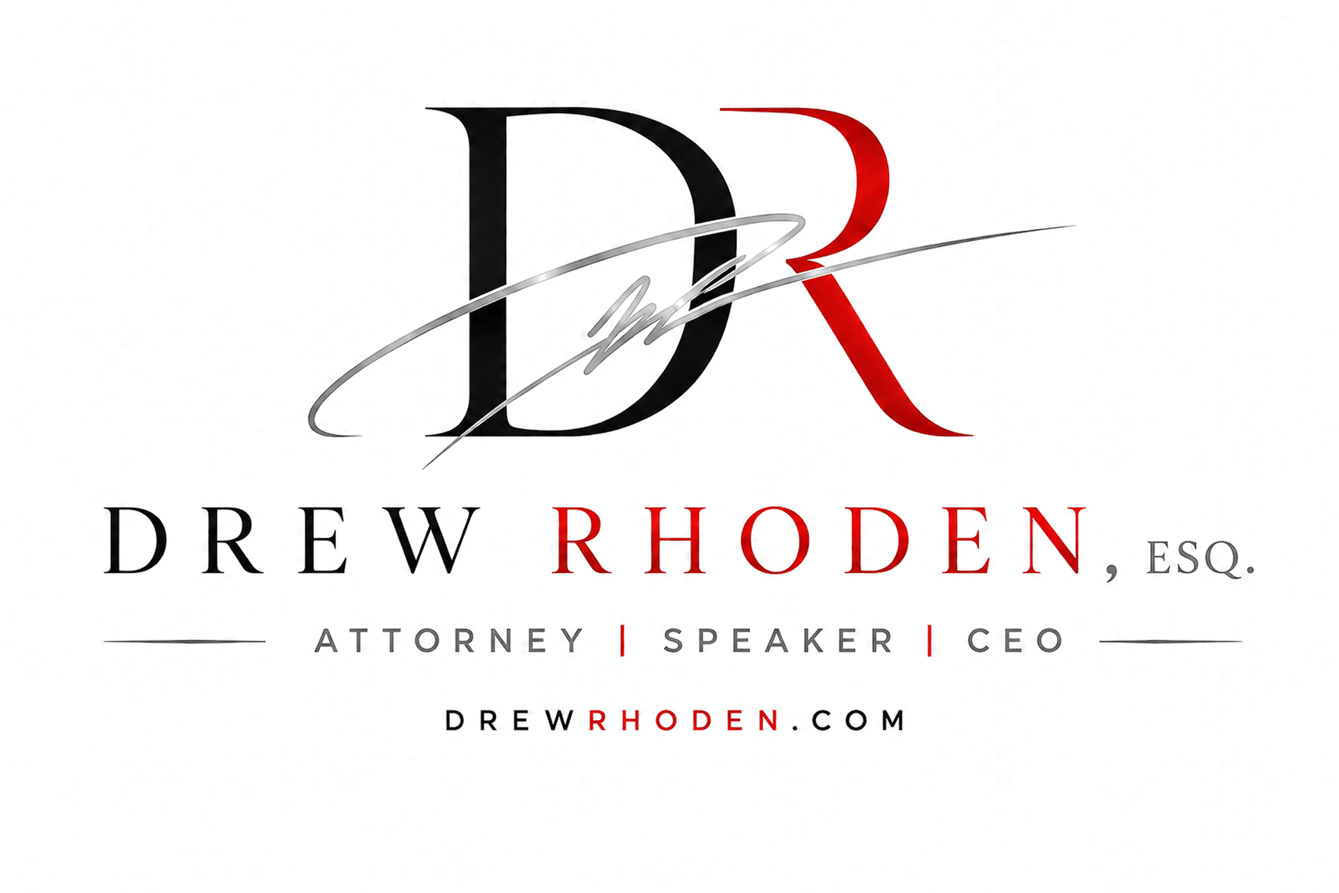 A logo for andrew rhoden , esq . law sports business leadership.
