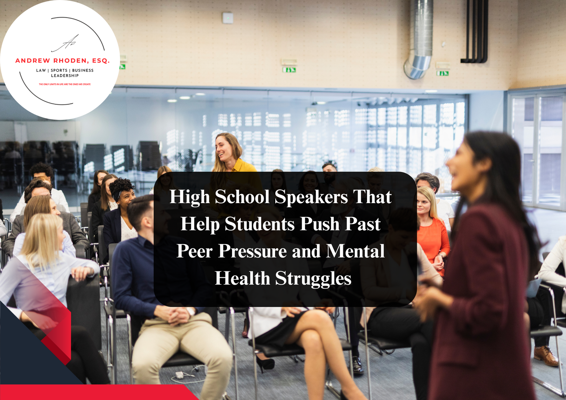 Motivational speaker engaging high school students.