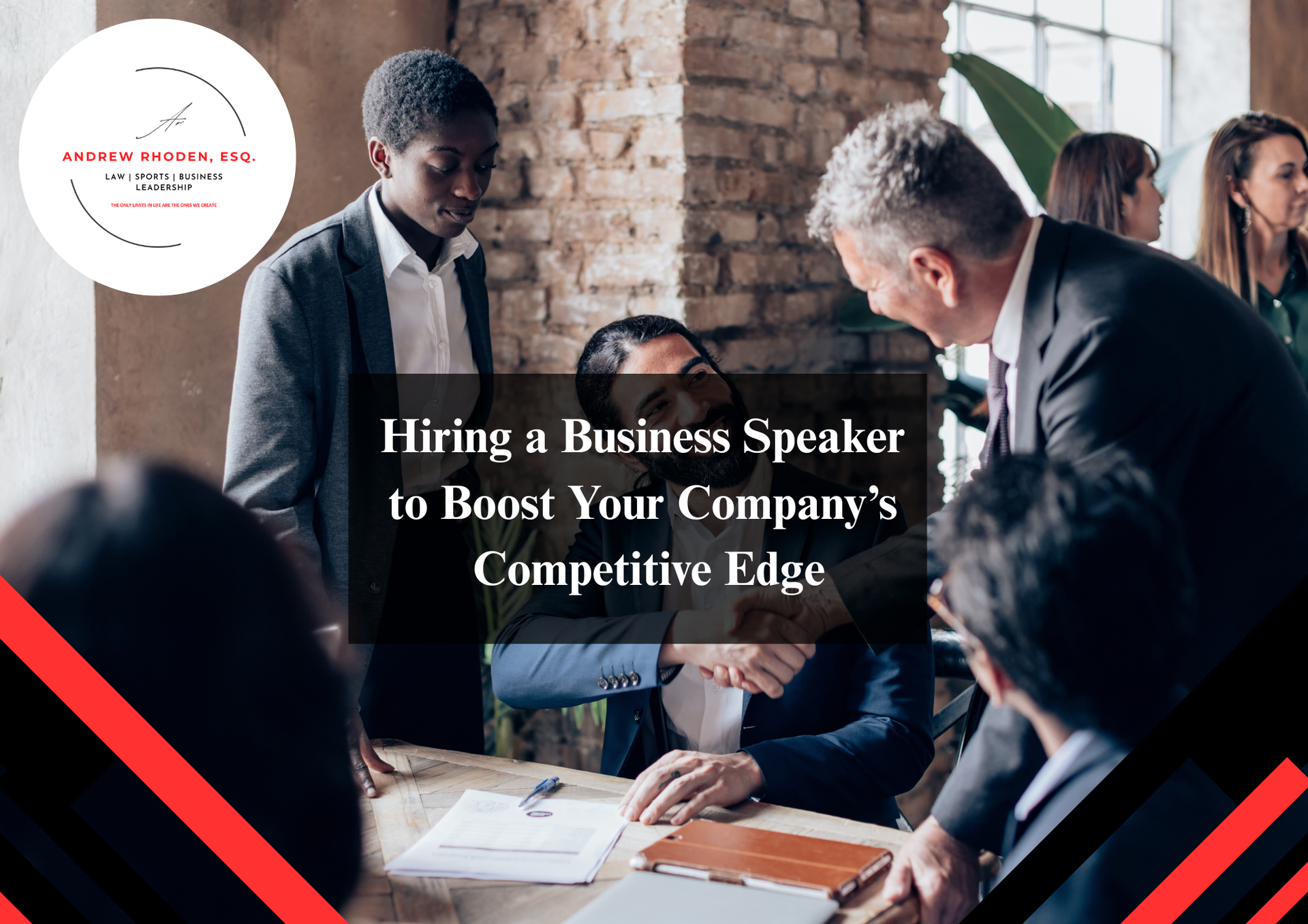 Motivational business speaker presenting at a corporate event.