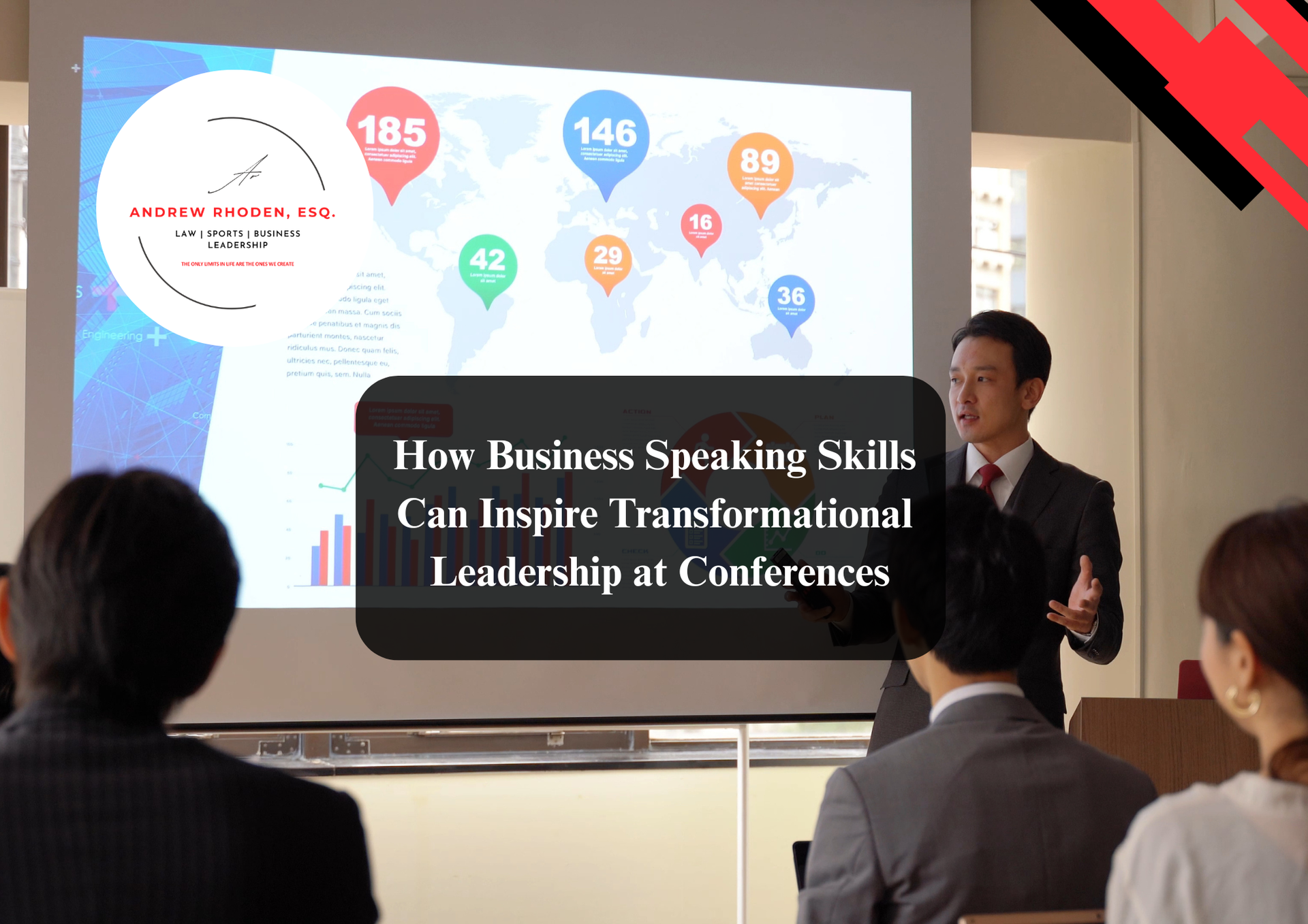 Business speaker delivering an engaging keynote presentation to professionals.