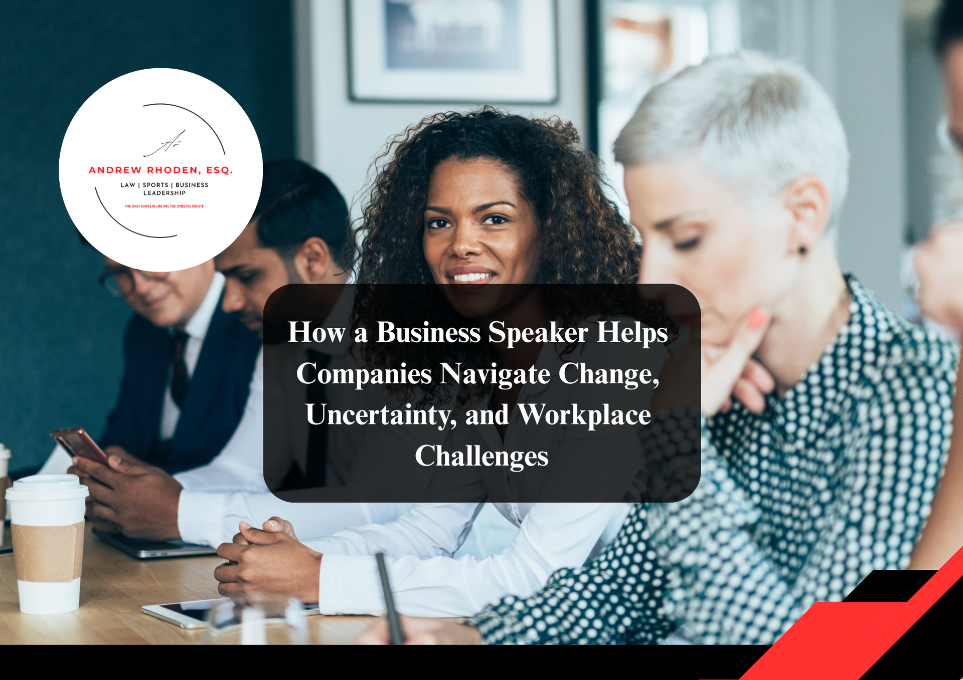 Business speaker presenting to audience at event.