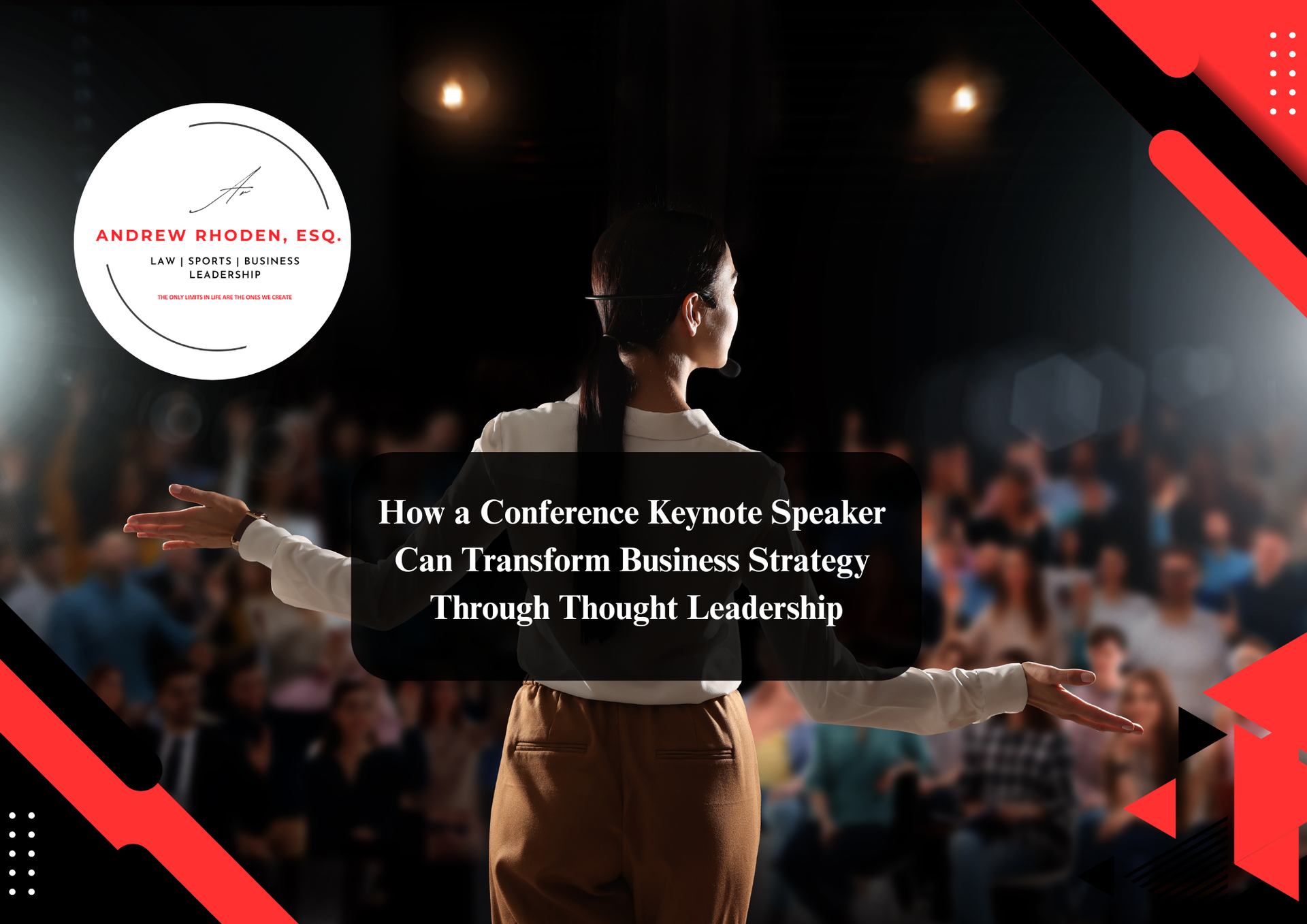 Conference keynote speaker presenting at a professional business event.