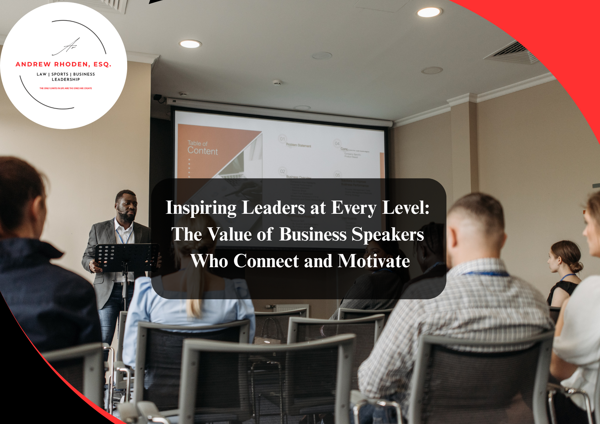 Business speaker presenting at a professional event