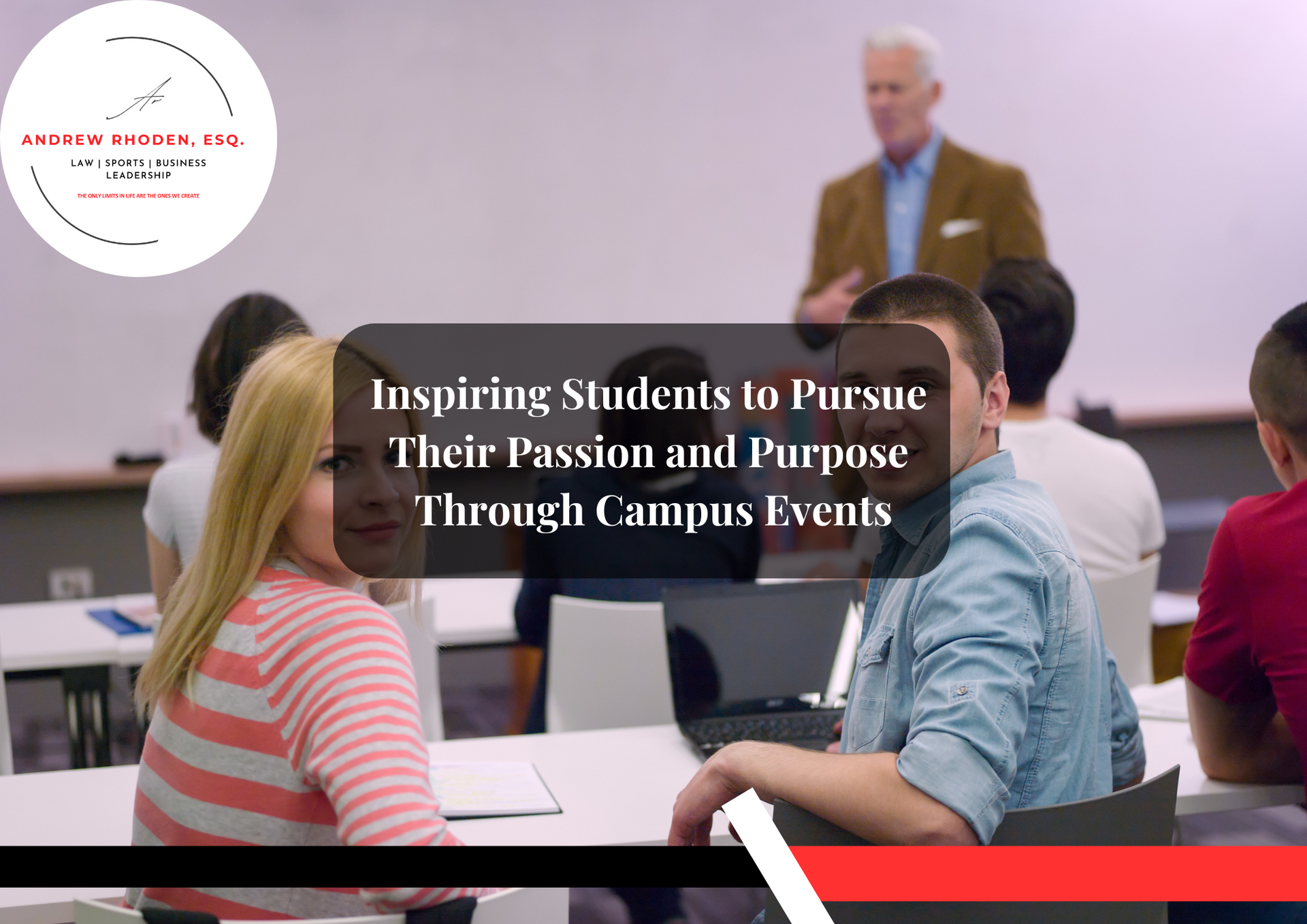 Motivational speaker addressing college students at an event.