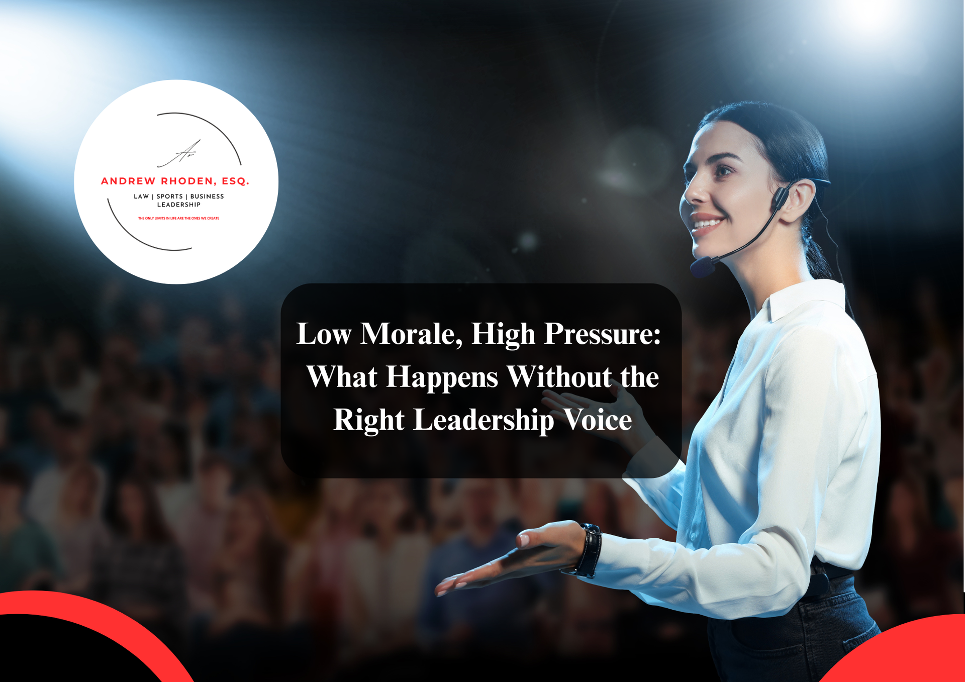 Motivational speaker inspiring a corporate audience.