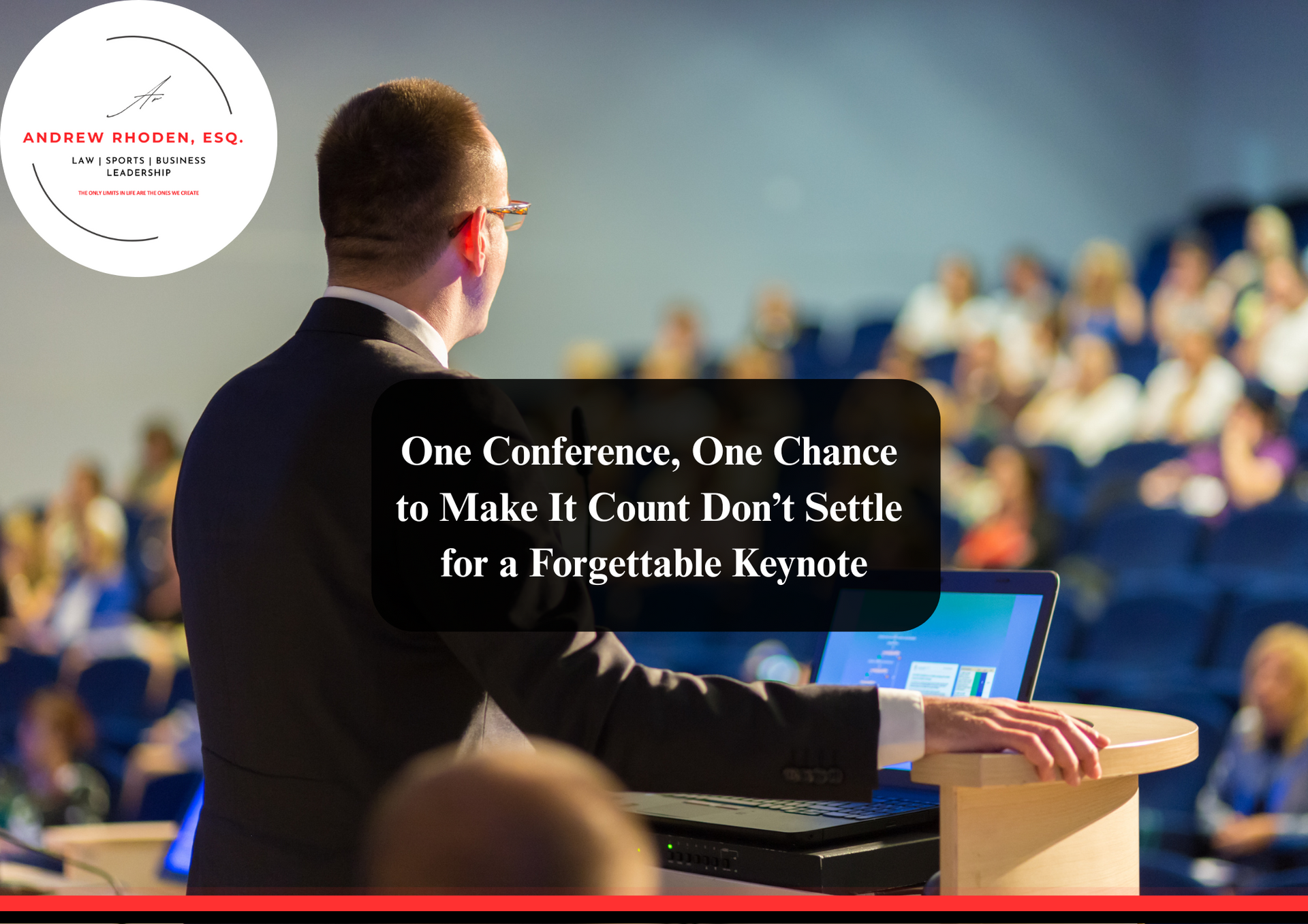 Conference keynote speaker delivering a motivational address.