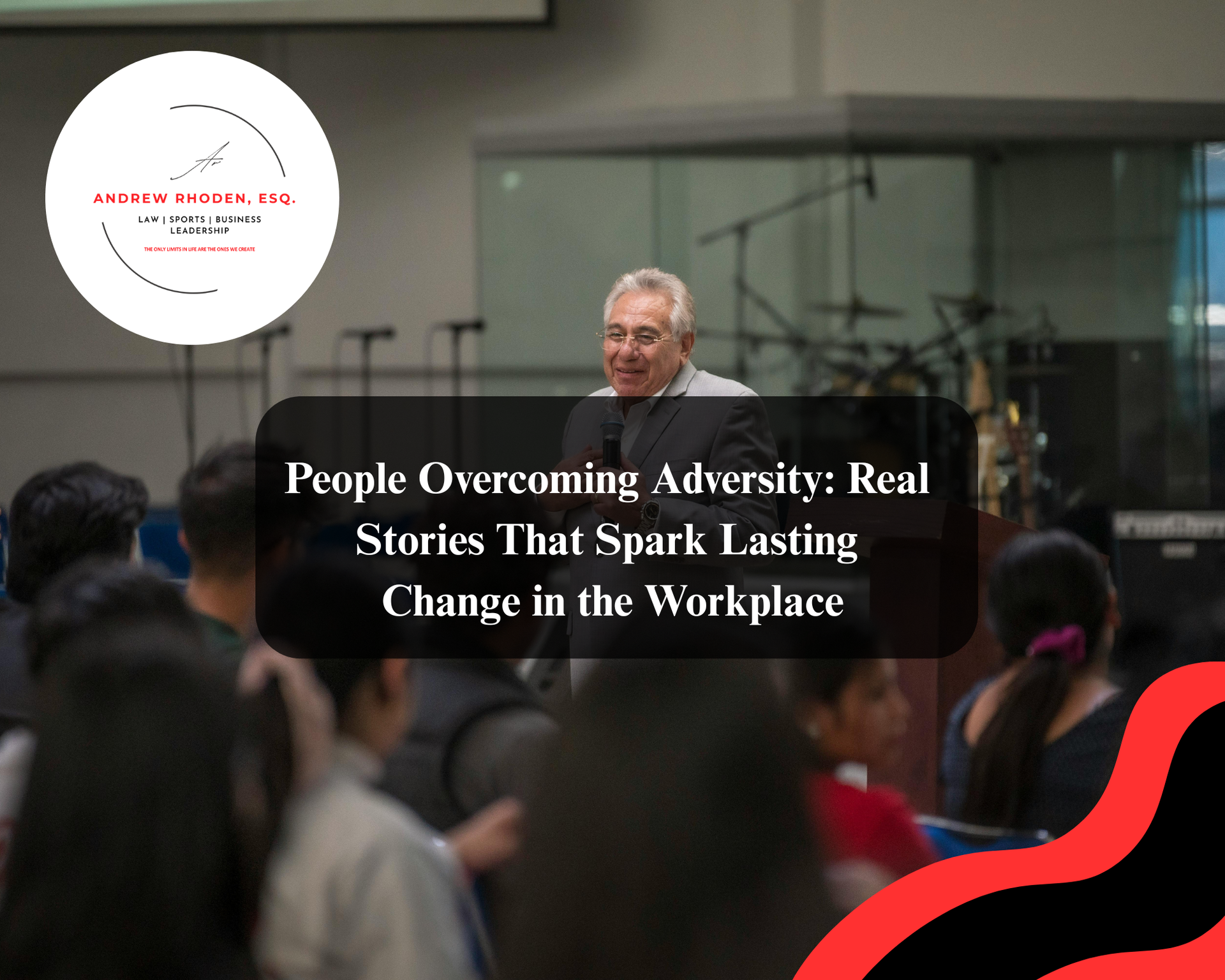 Motivational speaker inspiring an audience.