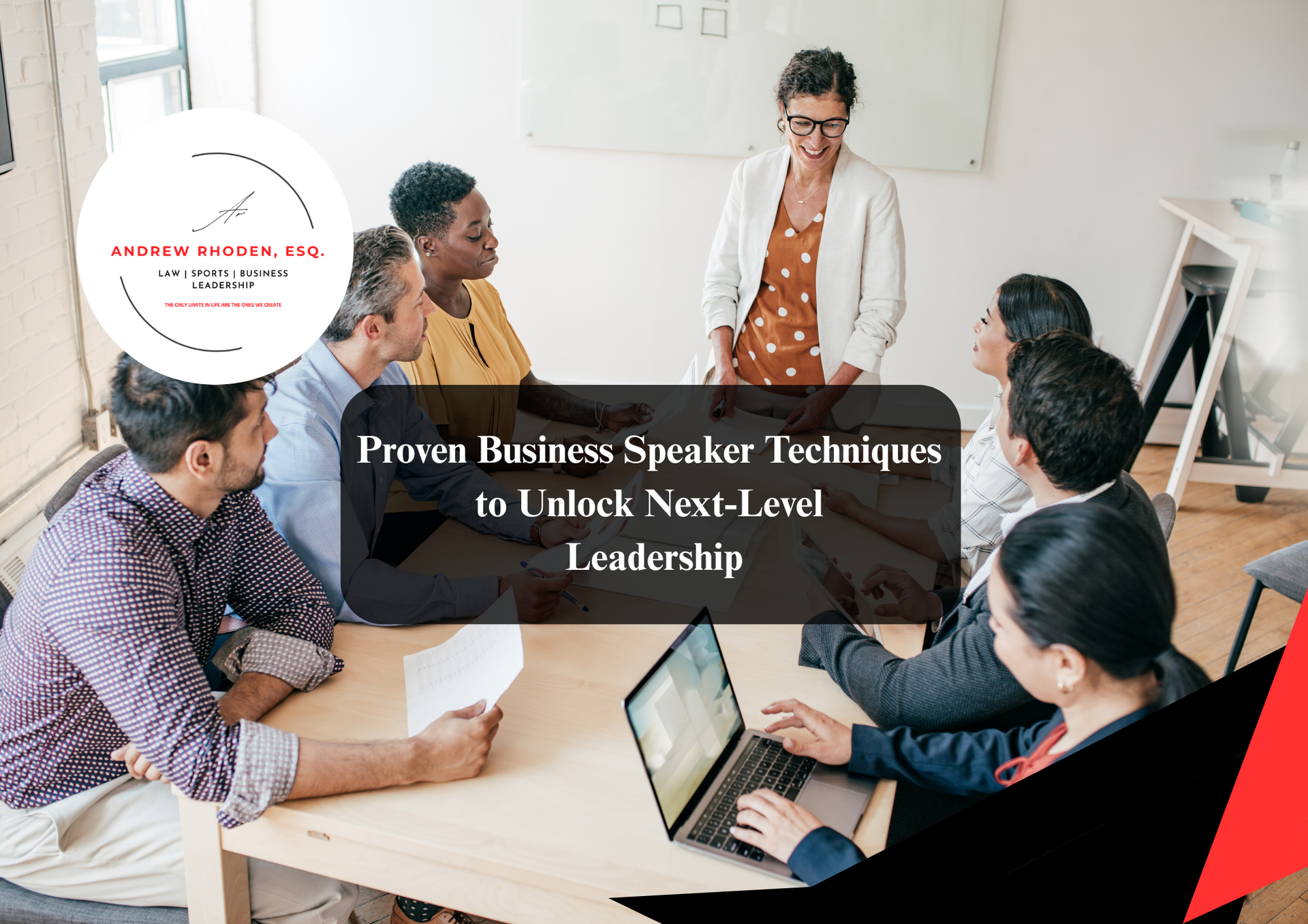 Business speaker delivering keynote and motivational presentations.