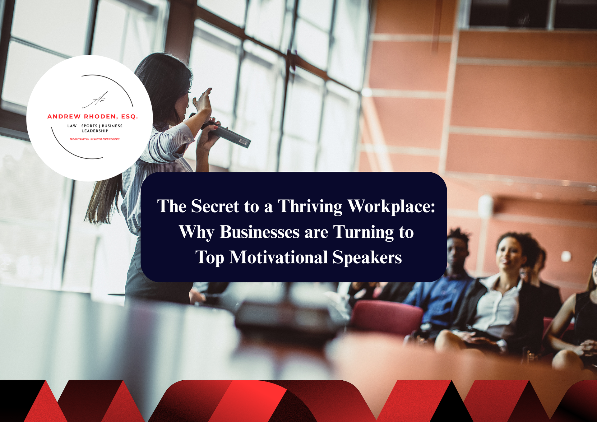 Motivational speaker presenting to a live business audience.