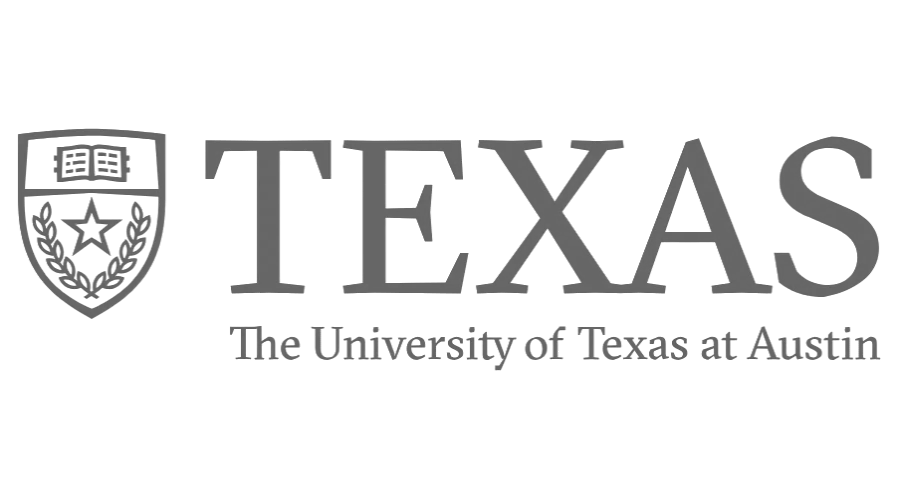 The logo for the university of texas at austin is black and white.