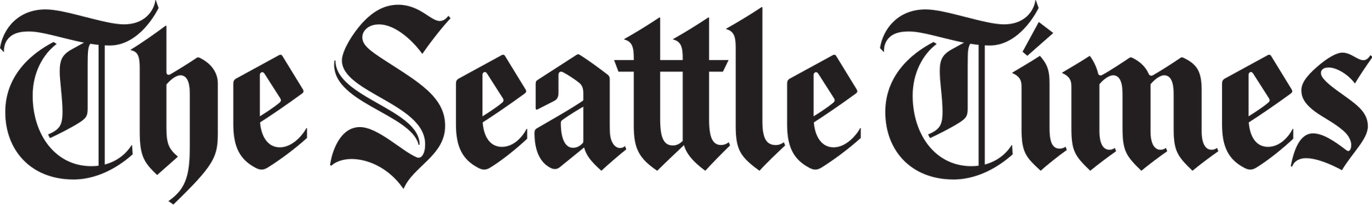 A black and white logo for the seattle times