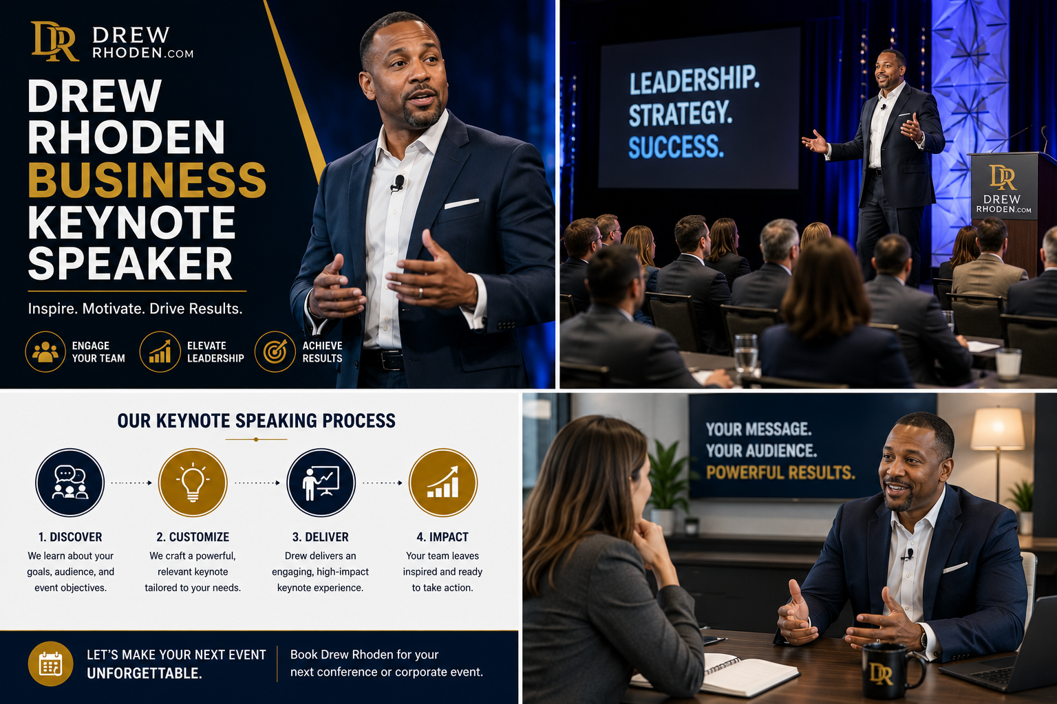 Business keynote speaker presenting to executives.