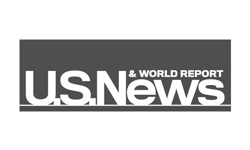 The logo for us news and world report is black and white.