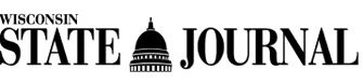 A black and white logo for the wisconsin state journal