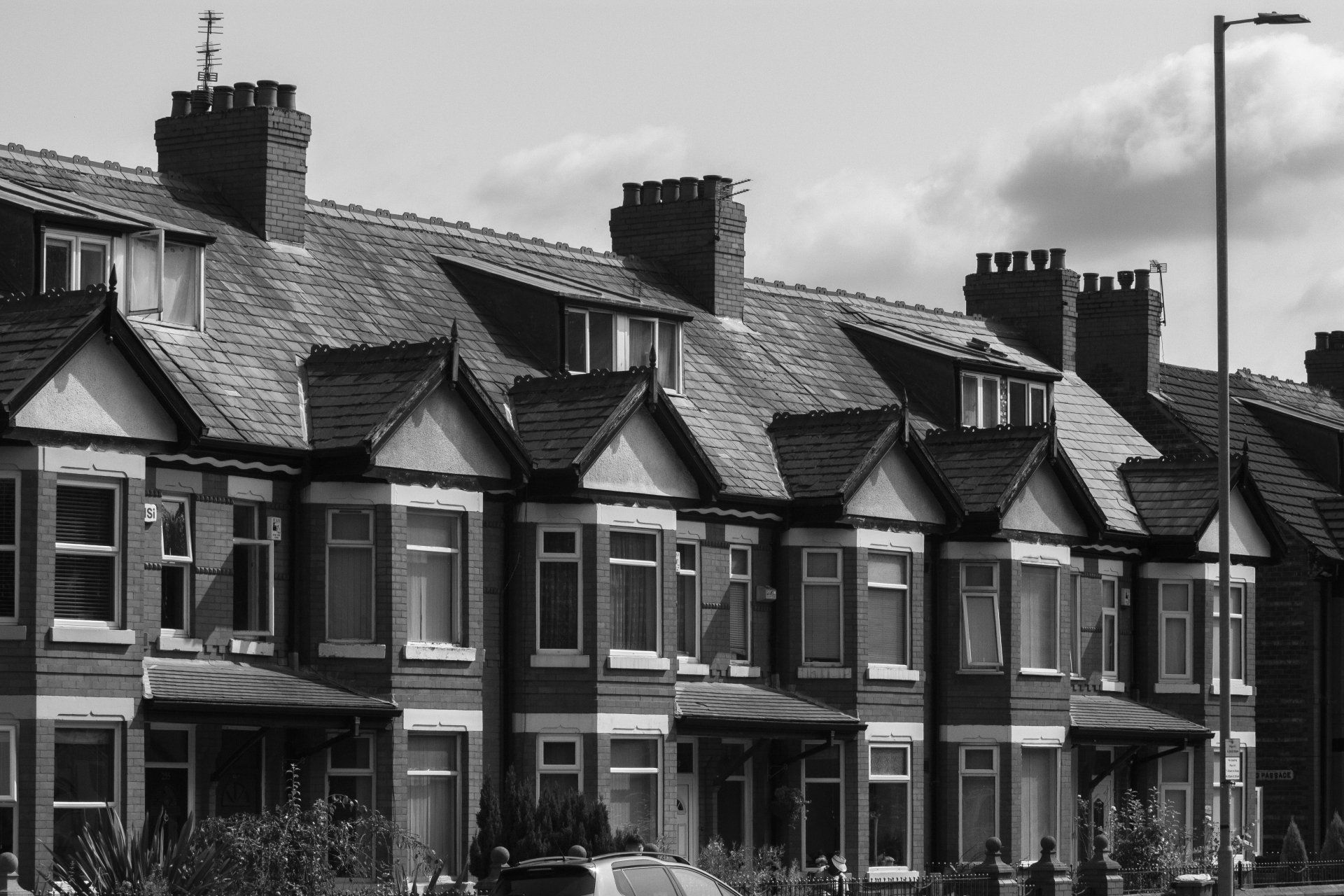 Traditional terraced houses in Moss Side, Manchester