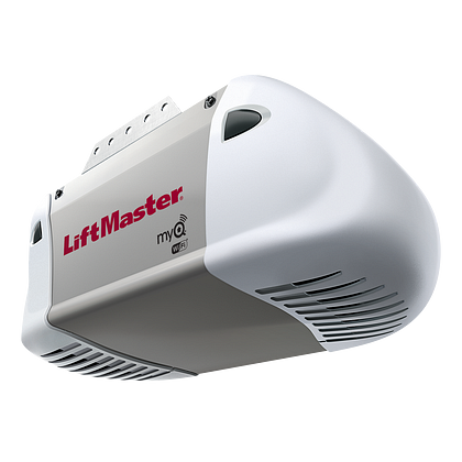 LiftMaster garage door opener, white and gray, with