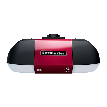 LiftMaster garage door opener, red and black, with
