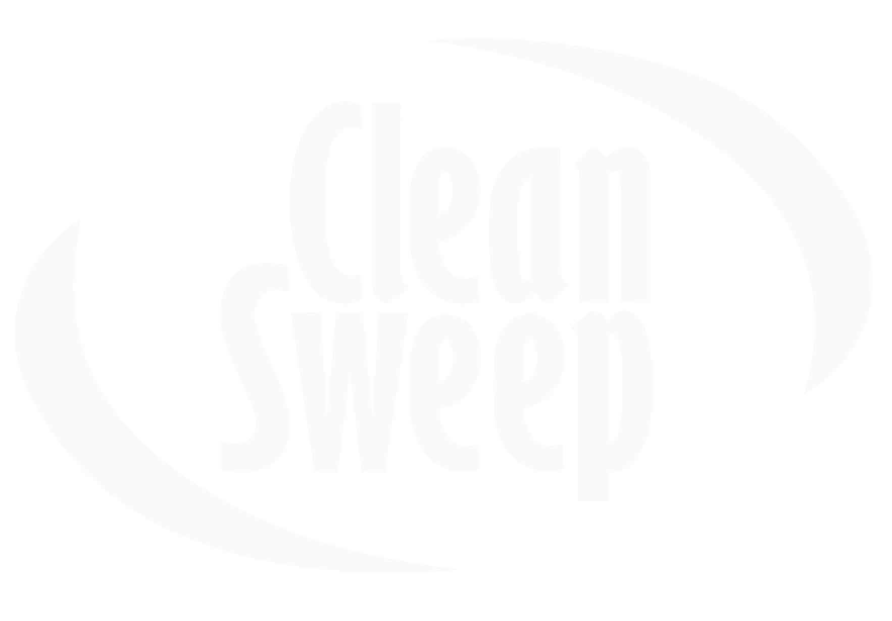 A white logo for clean sweep on a white background.