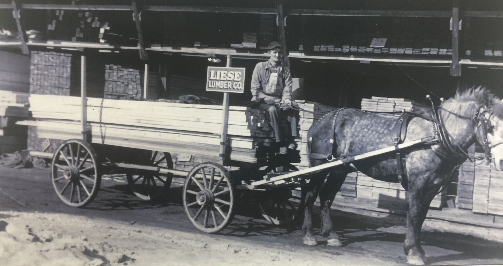 Historic Liese Lumber horse wagon delivery Belleville IL
