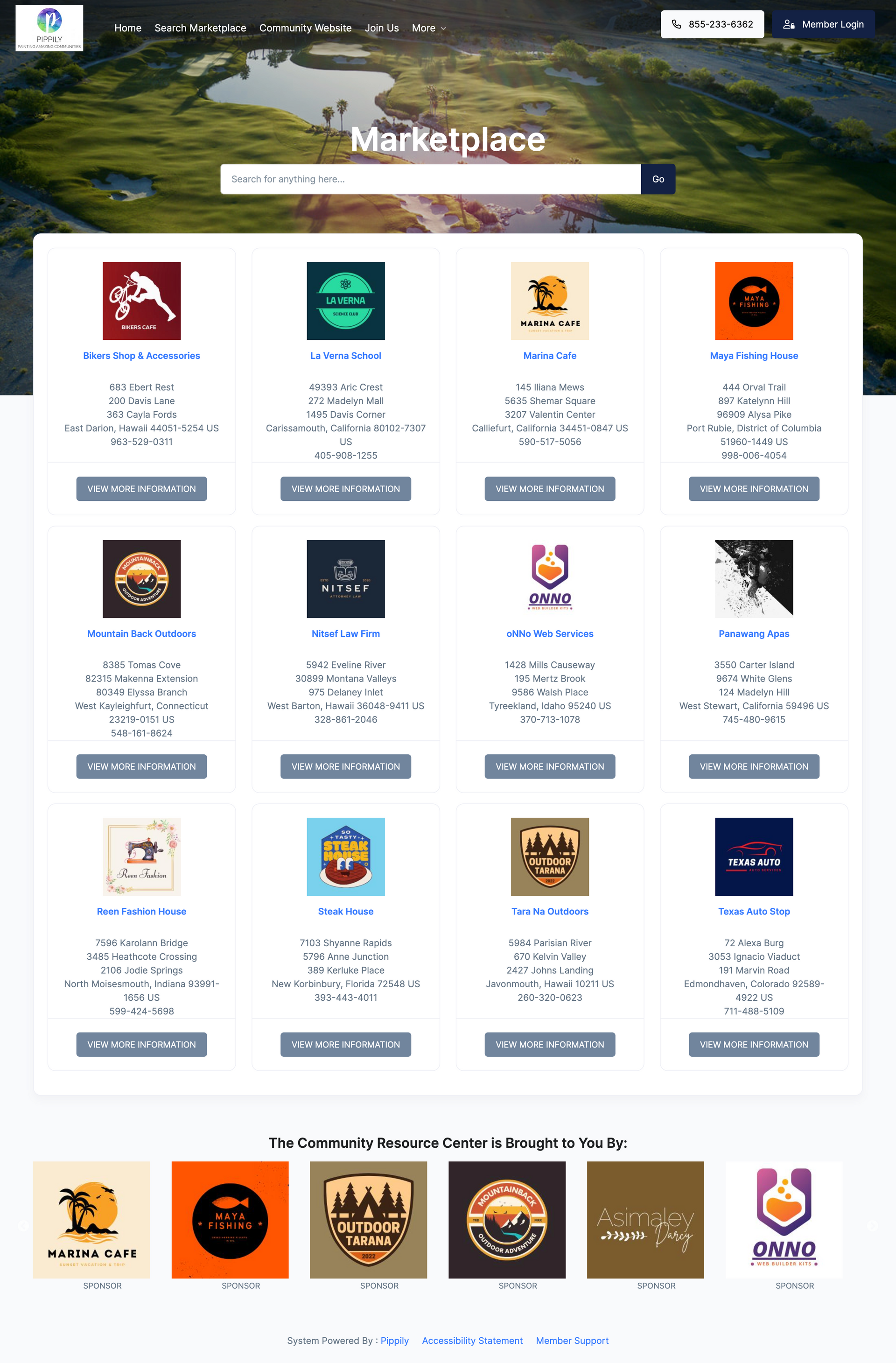 Pippily community marketplace selection page